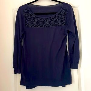 Loft Sweater with Lace Neckline